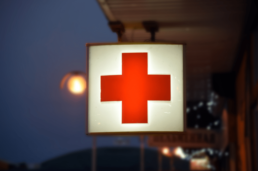 Red Cross, hospital sign